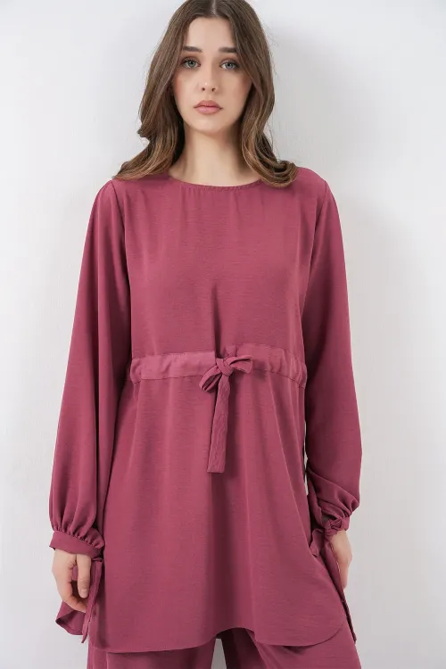 Kadın Uzun Tunik Pantolon İkili Takım 6719 - Gül Kurusu