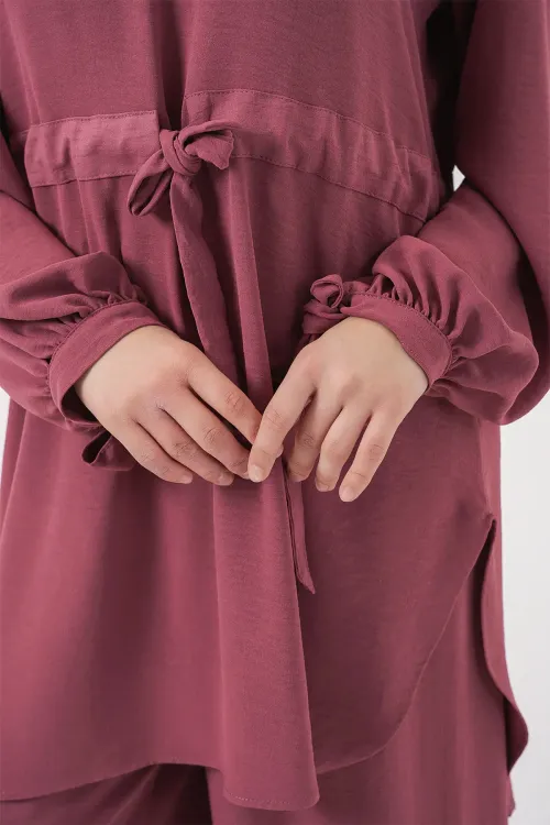 Kadın Uzun Tunik Pantolon İkili Takım 6719 - Gül Kurusu