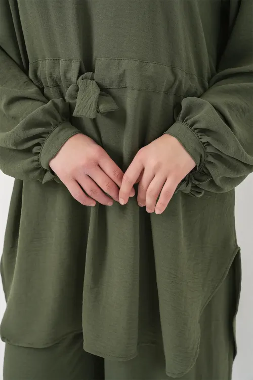 Kadın Uzun Tunik Pantolon İkili Takım 6719 - Haki