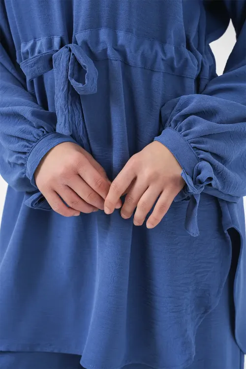 Kadın Uzun Tunik Pantolon İkili Takım 6719 - İndigo