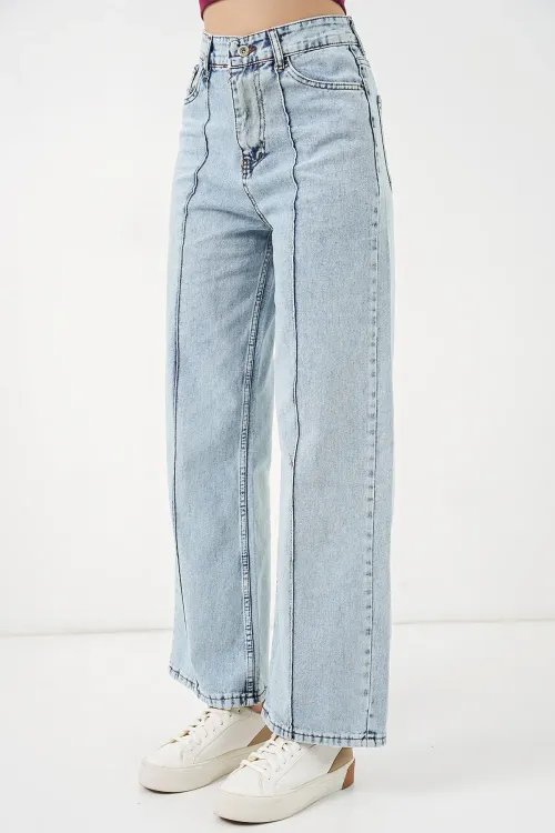 Kadın Yüksek Bel Kot Pantolon 30082 - Mavi