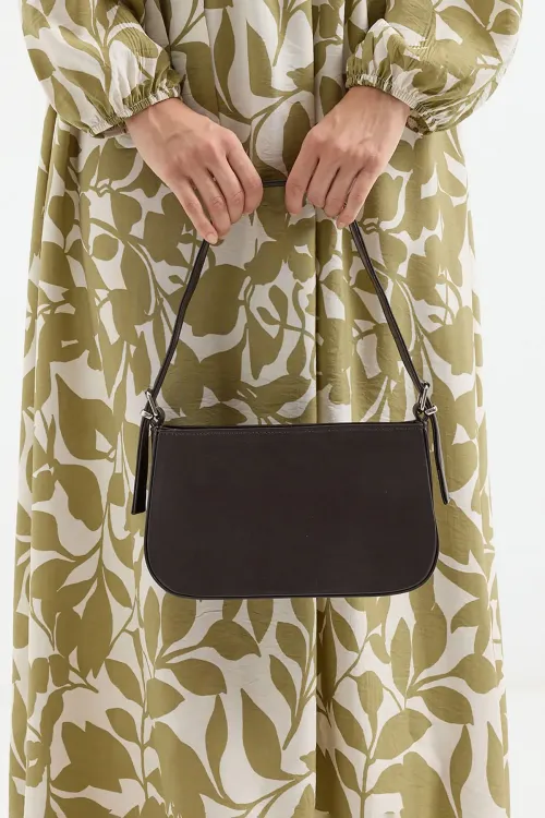 010172 Düz Baget Omuz Çantası - Kahverengi