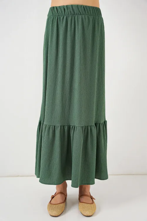 1886 Uzun Örme Etek - Zümrüt Yeşili