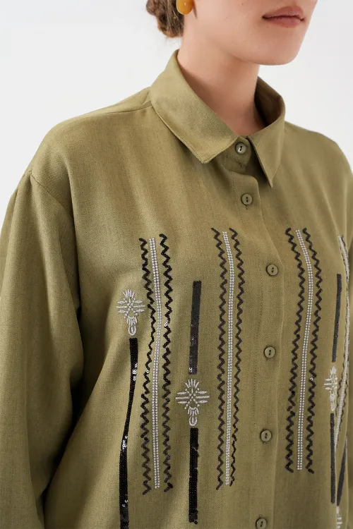 Desenli Tunik Pantolon İkili Takım 6720 - Çağla