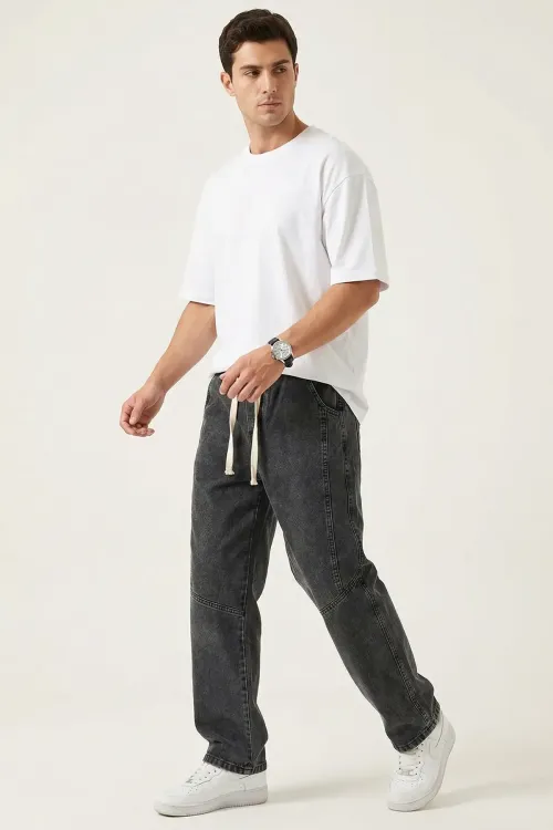 Erkek Rahat Kesim Baggy Jean Pantolon 30074 - Antrasit