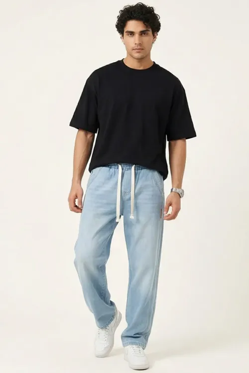Erkek Rahat Kesim Baggy Jean Pantolon 30076 - Mavi