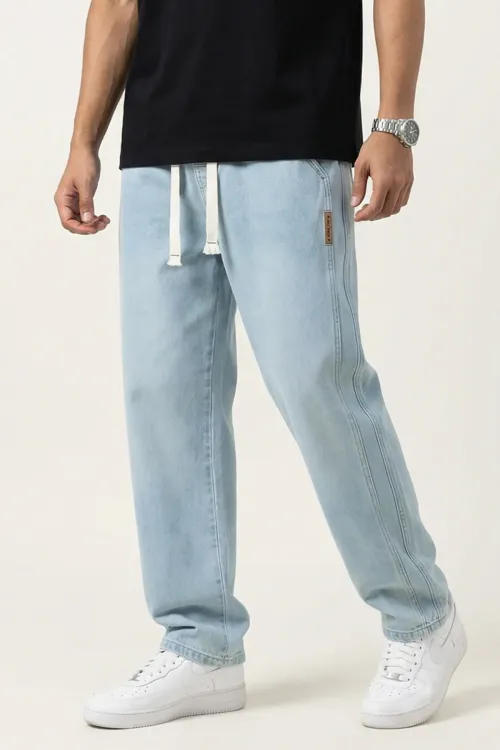 Erkek Rahat Kesim Baggy Jean Pantolon 30076 - Mavi