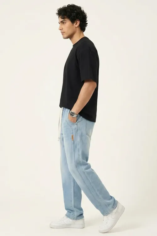 Erkek Rahat Kesim Baggy Jean Pantolon 30076 - Mavi