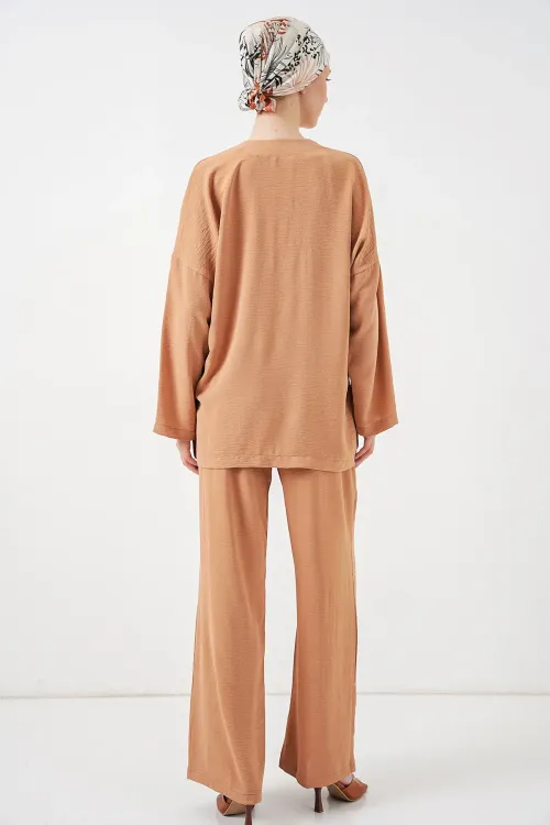 Kadın Ayrobin Kimono Pantolon İkili Takım 6739 - Bisküvi