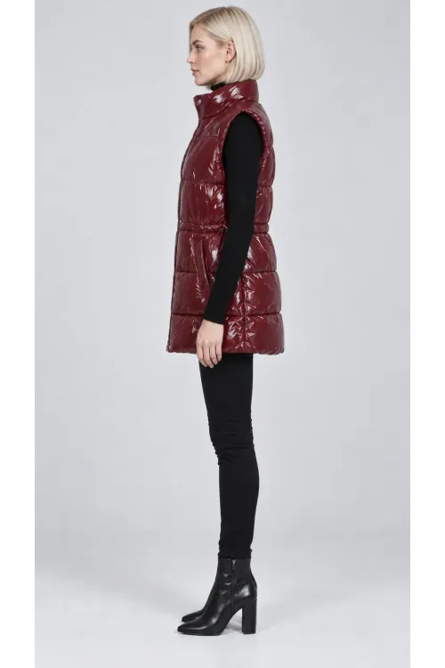 Kadın Bordo Parlak Astarlı Şişme Yelek HZL25W-BD152181