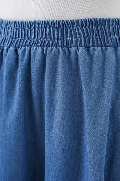 Kadın Denim Beli Lastikli Uzun Kot Etek HZL26W-BD180621