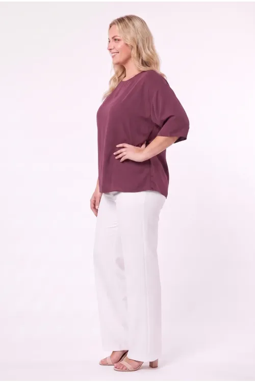 Kadın Mürdüm Büyük Beden Oversize Vatkalı Şifon Bluz HZL26S-ZSS111201