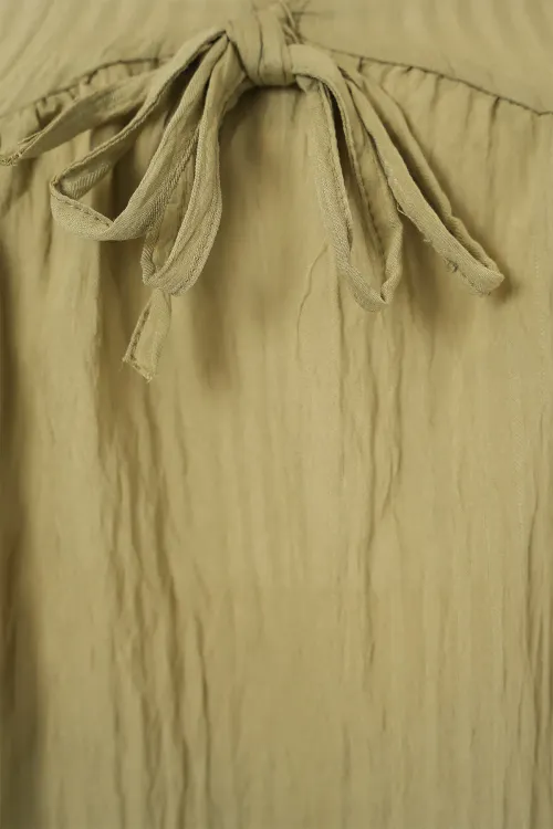 Kadın Önü Bağcıklı Uzun Kol Bluz 946 - Çağla