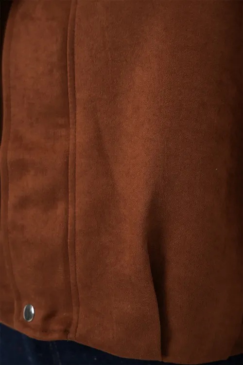 Kadın Oversize Süet Ceket 1055 - Y.Kiremit