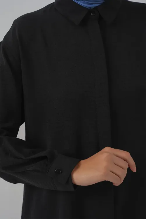 Kadın Uzun Gömlek Tunik 5945 - Siyah