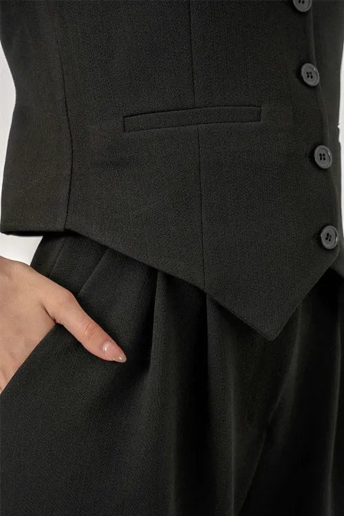 Kadın Yelek Pantolon İkili Takım 30091 - Siyah