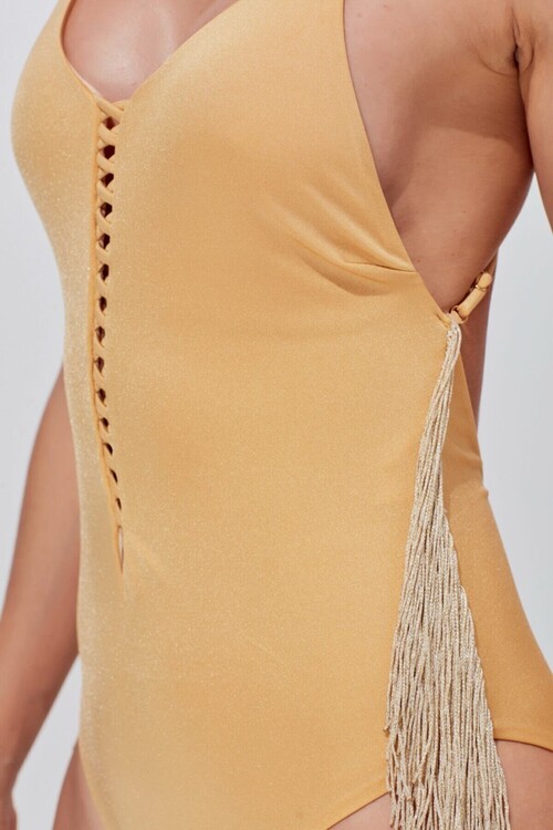 Kadın Bej Kendall İnce Askılı Püsküllü Mayo MY18102