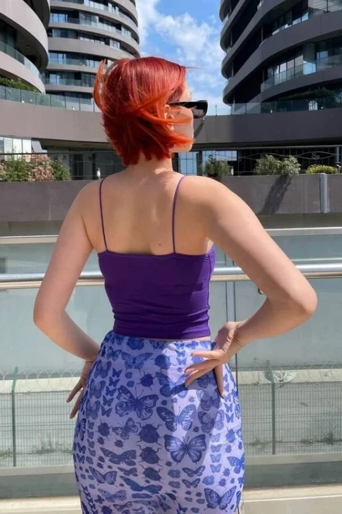 Kadın Mor İp Askılı Örme Büstiyer HZL24S-ZK12001