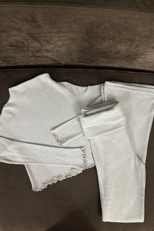 Kadın Bej Bel Katlamalı İspanyol İkili Yumoş Takım HZL25W-ZK13501