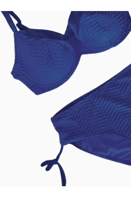 Kadın Saks Mavi Desenli Büyük Beden Astarlı Bikini Takım HZL25S-LC4004