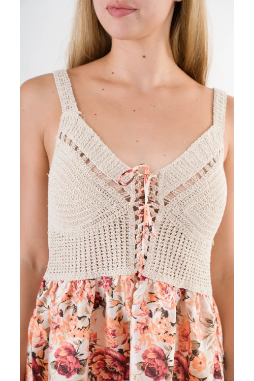 Kadın Sarı Önden İp Bağlamalı Ajurlu Model Saten Yüzeyli Mini Elbise HZL24S-YY250