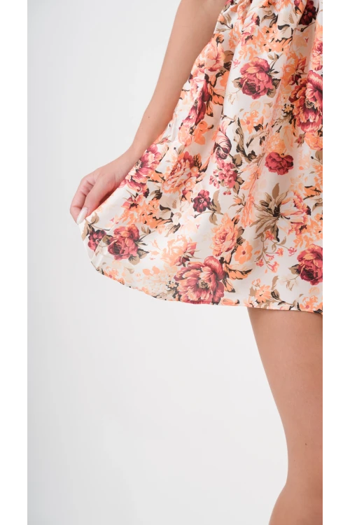 Kadın Sarı Önden İp Bağlamalı Ajurlu Model Saten Yüzeyli Mini Elbise HZL24S-YY250