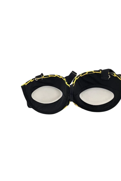 Kadın Sarı Zincir Desenli Büyük Beden Astarlı Siyah Bikini Takım HZL25S-LC3303