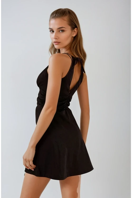 Kadın Siyah Şortlu Elbise Mayo HZL26S-AR19211