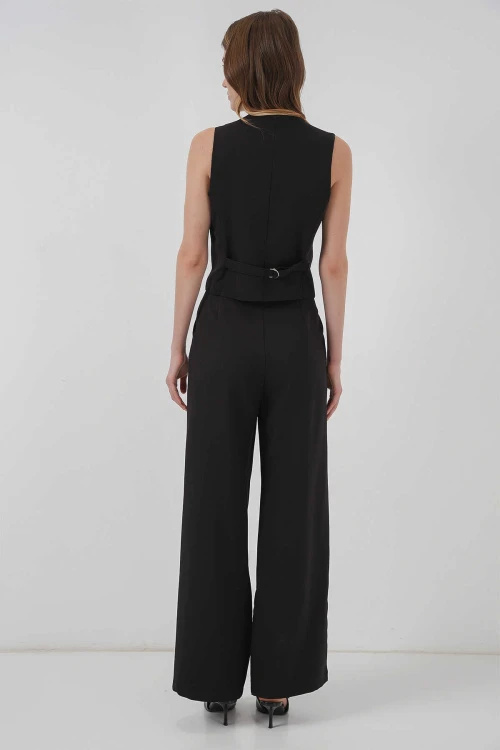 Kadın Siyah Yelek Pantolon Takım HZL25S-BD167091