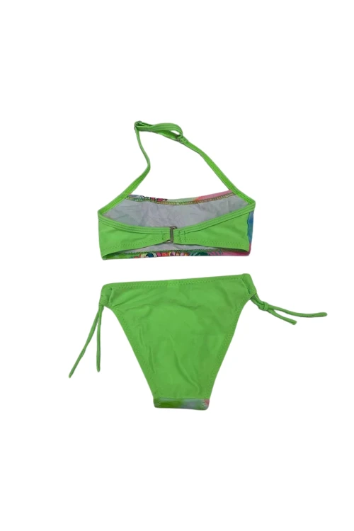 Kız Çocuk Neon Yeşil Desenli  2-8 Yaş Straplez Bikini Takım HZL24S-LC3652