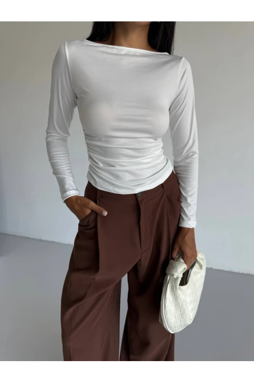 Kadın Beyaz Uzun Kollu Sany Bluz HZL25S-FRY123351