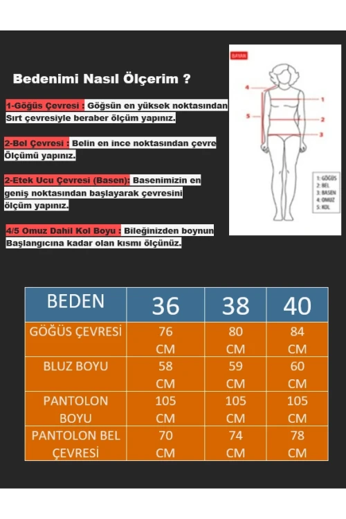 Kadın İndigo Çizgili Önü Fermuarlı Bluz Pantolon İkili Takım HZL25S-ZK13691