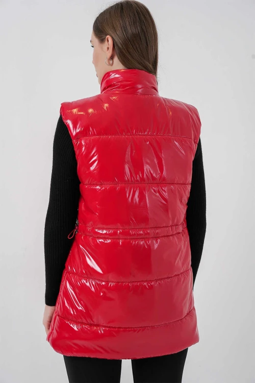 Kadın Kırmızı Parlak Astarlı Şişme Yelek HZL25W-BD152181