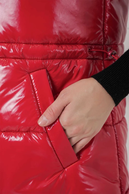 Kadın Kırmızı Parlak Astarlı Şişme Yelek HZL25W-BD152181