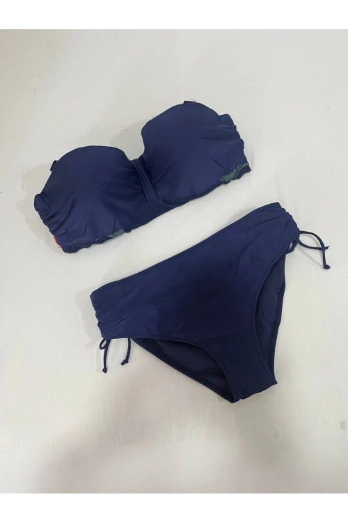 Kadın Lacivert Çiçek Desenli Elbise Model  Slipli Tankini HZL24S-LC4009
