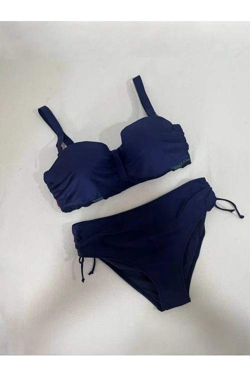 Kadın Lacivert Çiçek Desenli Elbise Model  Slipli Tankini HZL24S-LC4009