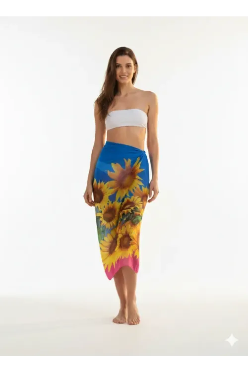 Kadın Lacivert İpeksi Dokulu İthal Şifon Pareo HZL26-LC000