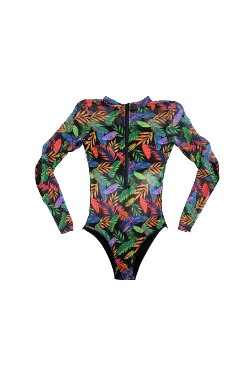 Kadın Siyah Çok Renkli Tül Yüzücü Mayo HZL25S-LC67387