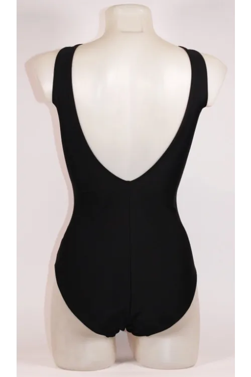 Kadın Siyah Krem Etnik Desenli Astarlı Büyük Beden Mayo HZL25S-LC25115