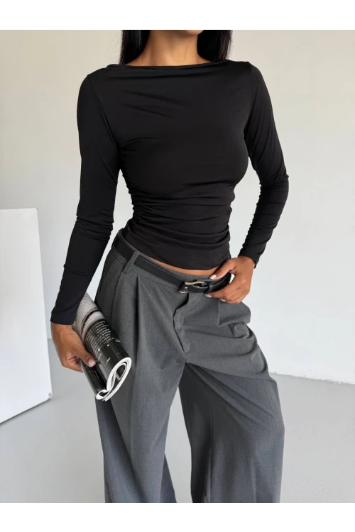 Kadın Siyah Uzun Kollu Sany Bluz HZL25S-FRY123351