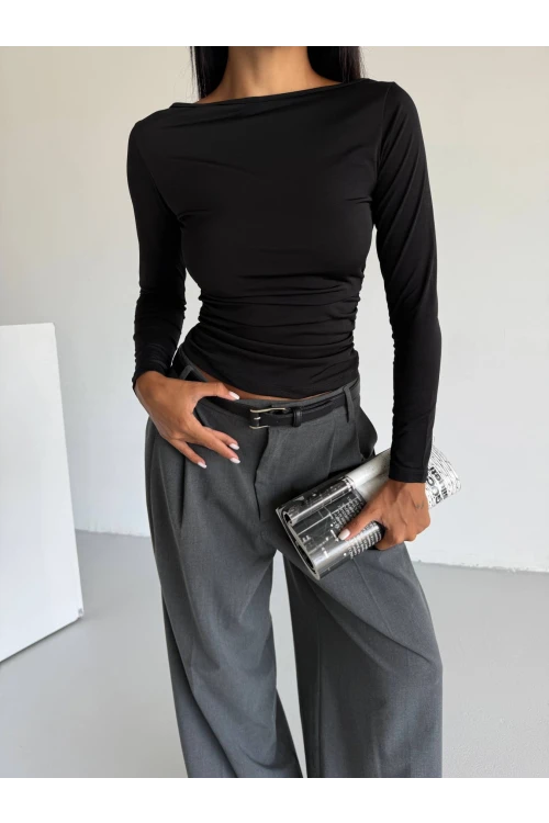Kadın Siyah Uzun Kollu Sany Bluz HZL25S-FRY123351