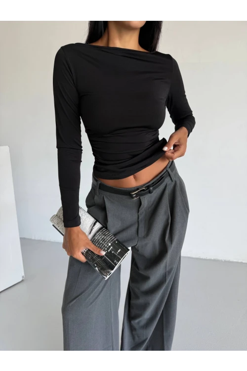 Kadın Siyah Uzun Kollu Sany Bluz HZL25S-FRY123351