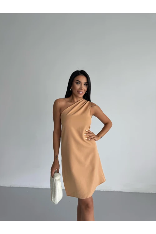 Kadın Vizon Tek Omuz Mini Elbise HZL25S-FRY121791