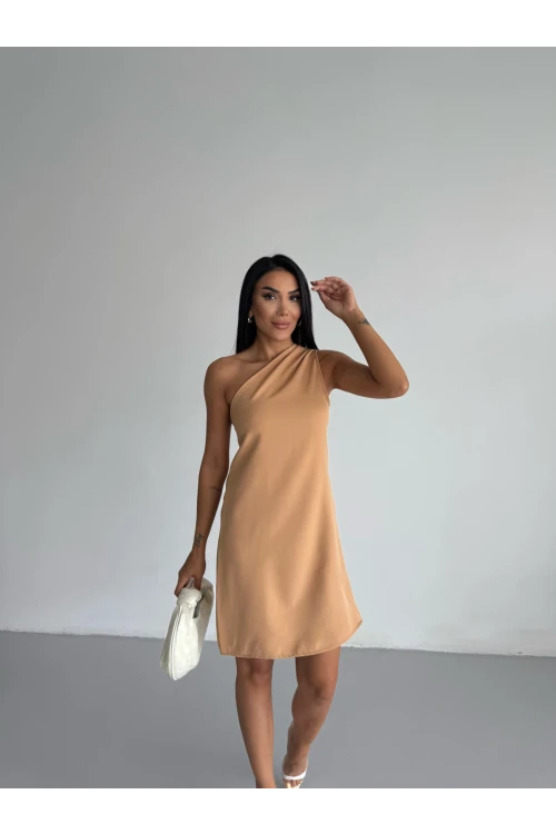 Kadın Vizon Tek Omuz Mini Elbise HZL25S-FRY121791