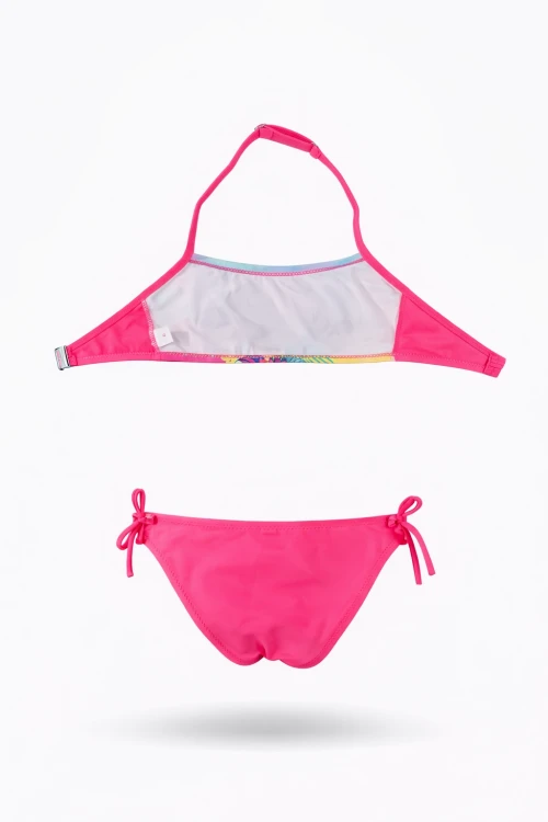 Kız Çocuk Açık Pembe Desenli  2-8 Yaş Straplez Bikini Takım HZL24S-LC3652