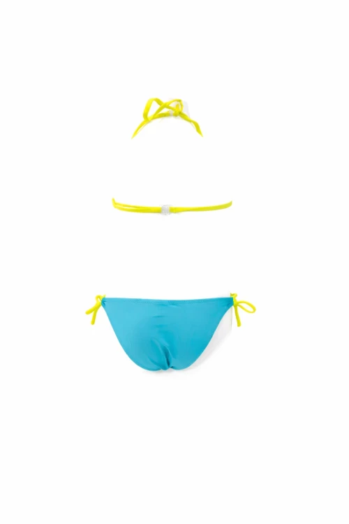 Kız Çocuk Mavi Neon Pembe Unicorn Temalı Bikini Takım HZL25S-LC19049