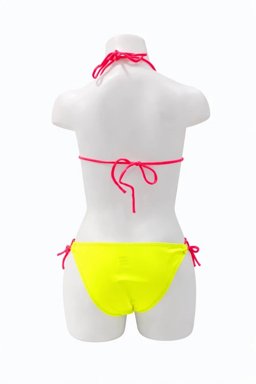 Kız Çocuk Neon Sarı Kitty Glow Desenli  4-14 Yaş Üçgen Bikini Takım HZL26S-LC2886