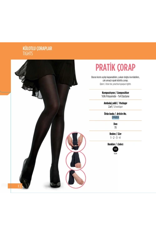 Penti 6lı Paket PRATİK ÇORAP 70 den Siyah Külotlu Çorap Renk No:500 HZL25-PNTE70