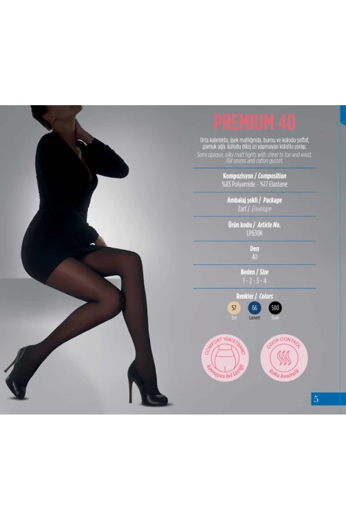 Penti 6lı Paket Premium 40 den Siyah Külotlu Çorap Renk No:500 HZL25-PNTP40