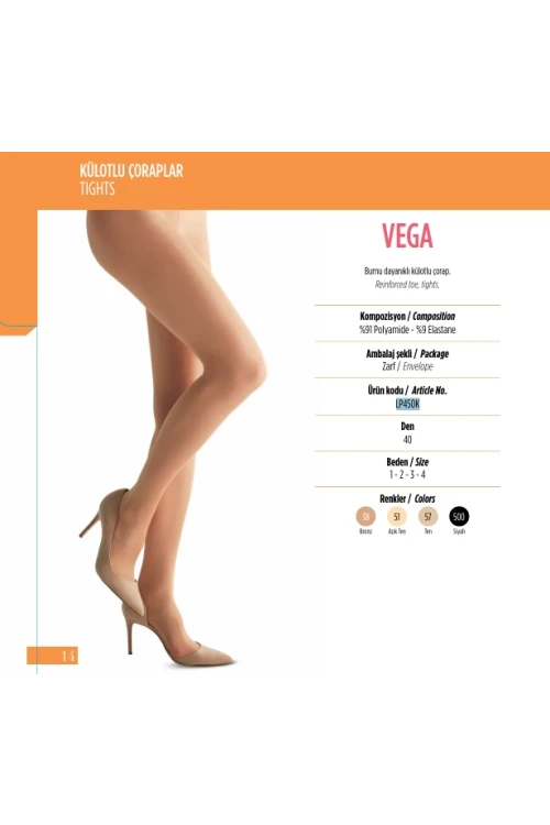 Penti 6lı Paket VEGA 40 den Siyah Külotlu Çorap Renk No:500 HZL25-PNTV40